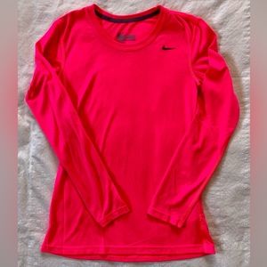 Nike neon pink drifit long sleeve shirt